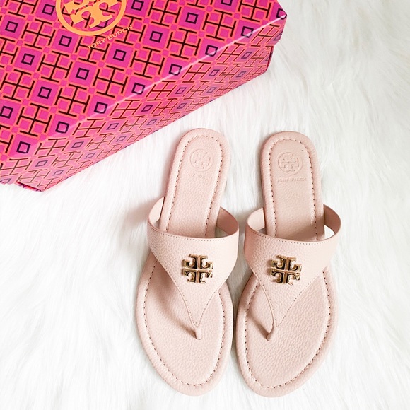 Tory Burch Shoes - TORY BURCH Jolie Flat Thong Sandas in Pink/Gold